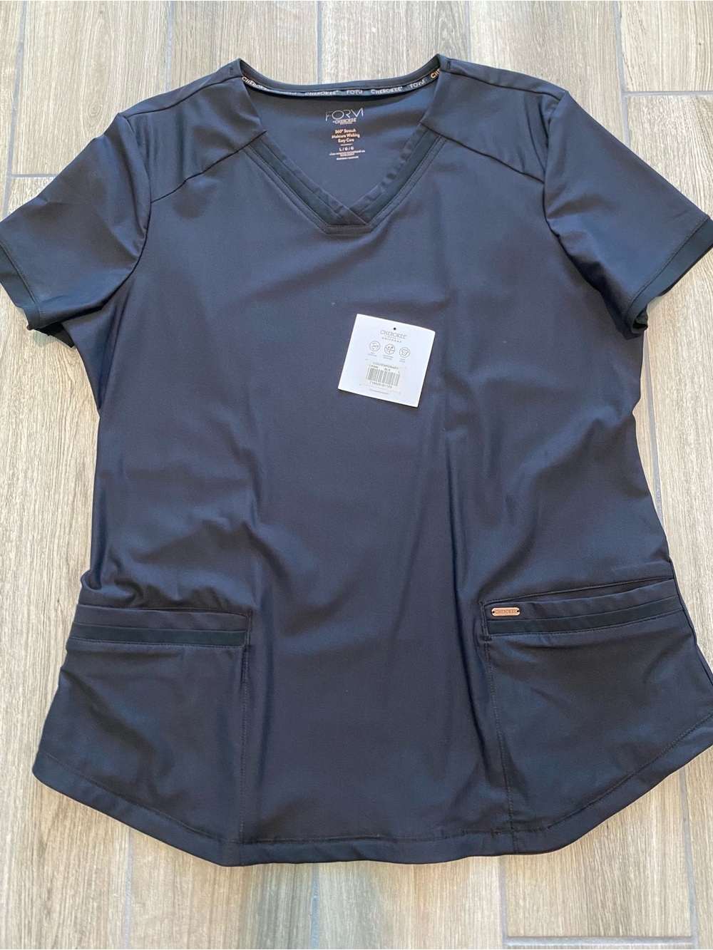 Cherokee Black V-Neck Short Sleeve Scrub Top